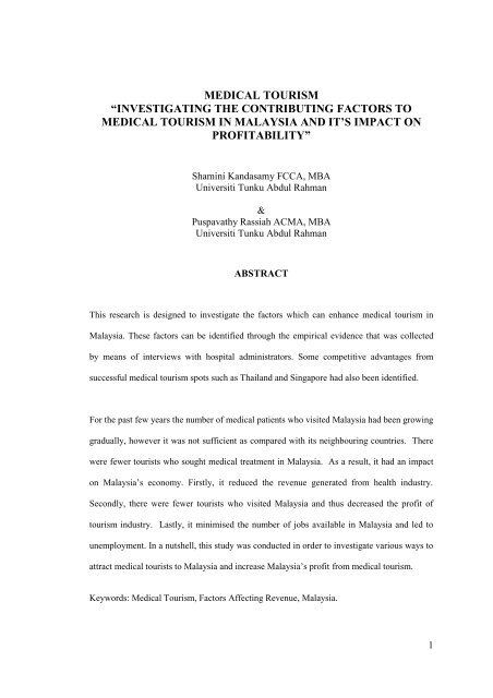 Medical Tourism International Conference Call For Paper