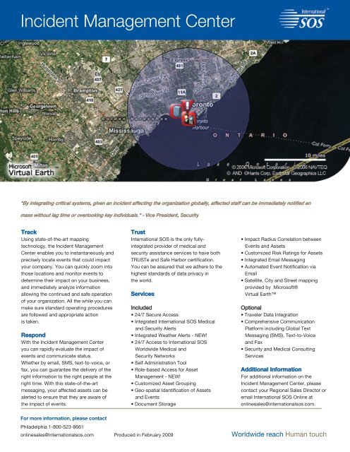 Download Product Sheet - International SOS