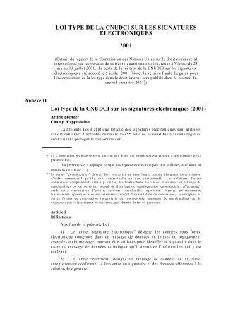 Loi type de la CNUDCI sur les signatures Ã©lectroniques (2001)