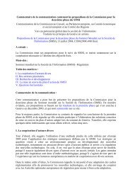 Commentaire de la communication contenant les propositions de la ...