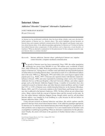 Internet Abuse (Morahan-Martin) - Internet Behavior Consulting