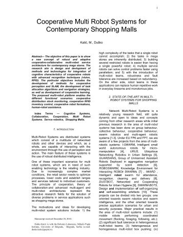 Cooperative Multi Robot Systems for Contemporary Shopping Malls