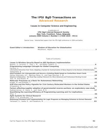 The IPSI BgD Transactions on Advanced Research - Welcome