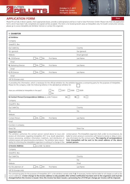 Application Form and Special Exhibition Conditions ... - Interpellets