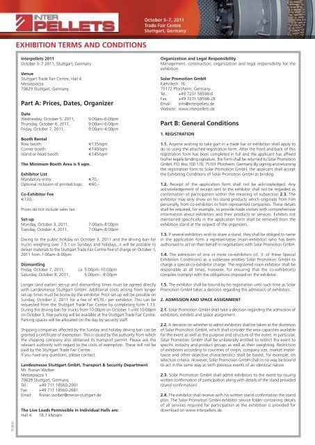 Application Form and Special Exhibition Conditions ... - Interpellets