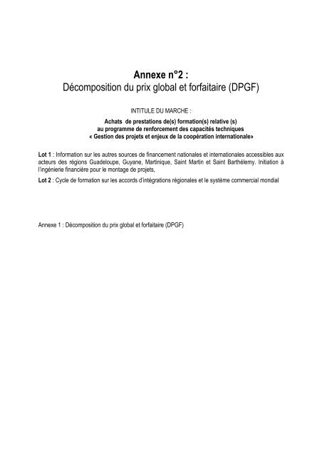 Annexe 2 DPGF decomposition de prix achats ... - Interreg Caraibes