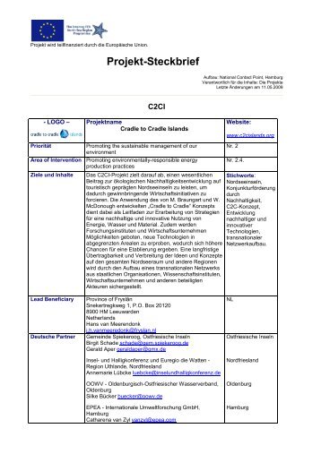 Projekt-Steckbrief als PDF-Datei - Interreg-Nordsee
