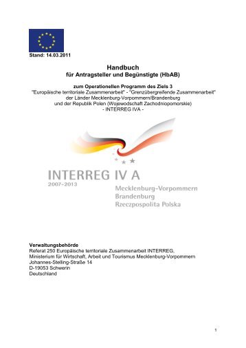 Handbuch - INTERREG IV A