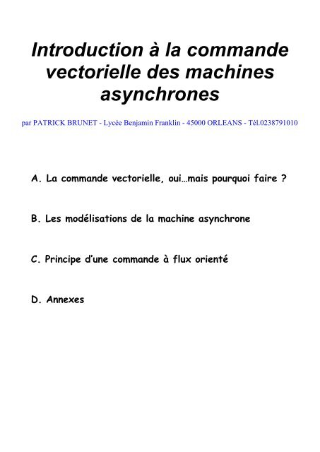 Introduction Ã  la commande vectorielle des machines ... - Intersections