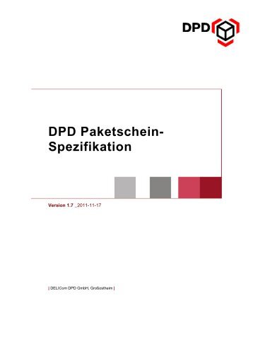 DPD Paketschein Spezifikation 1.7  D