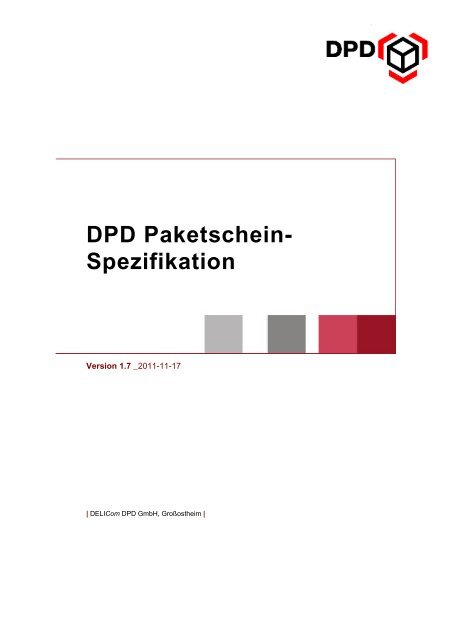 DPD Paketschein Spezifikation 1.7 D