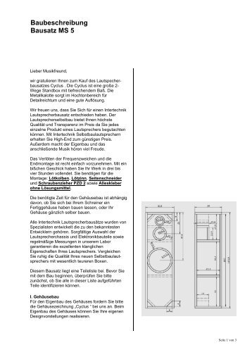 Baubeschreibung Bausatz MS 5 - Intertechnik