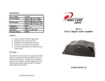 Dayton DTA-1 Class T Digital Amplifier Manual - Parts Express