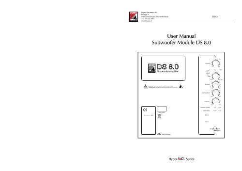 User Manual Subwoofer Module DS 8.0 - Intertechnik