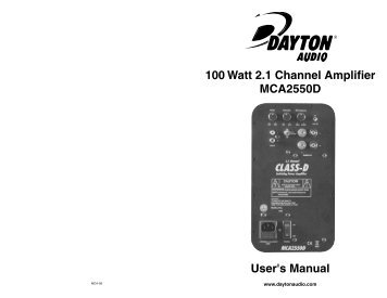 User's Manual 100 Watt 2.1 Channel Amplifier ... - Intertechnik
