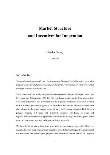 Market Structure and Incentives for Innovation - Intertic