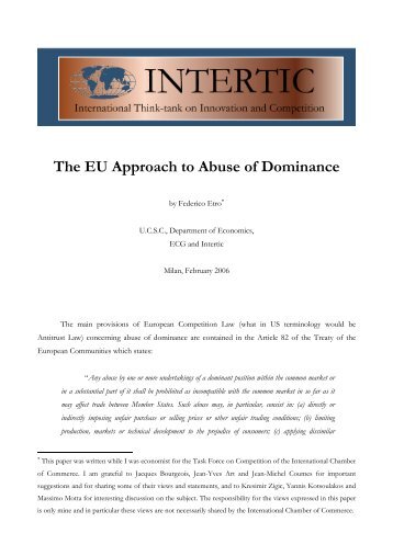 The EU Approach to Abuse of Dominance - Intertic