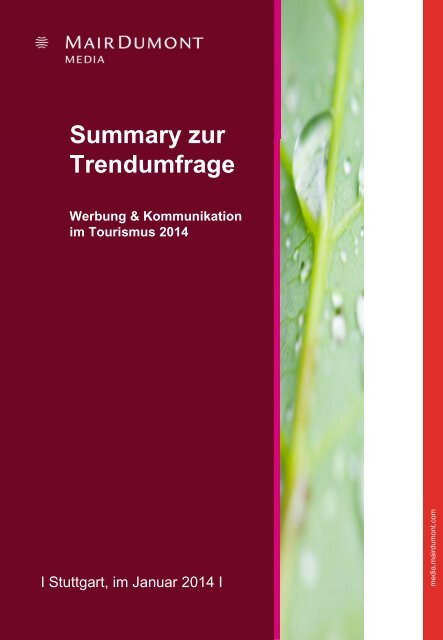 Trendstudie "Werbung & Kommunikation im Tourismus 2014"