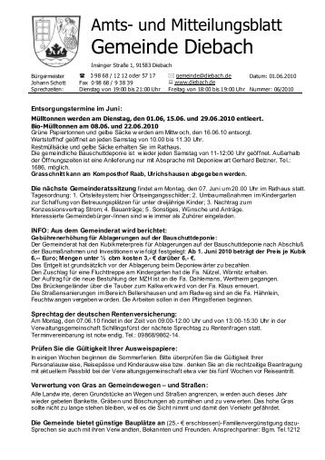 Amts- und Mitteilungsblatt Gemeinde Diebach