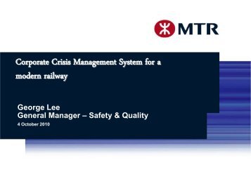 Corporate Crisis Management System for a modern railway