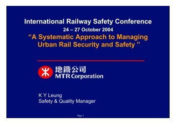 Presentation - International Rail Safety Conference