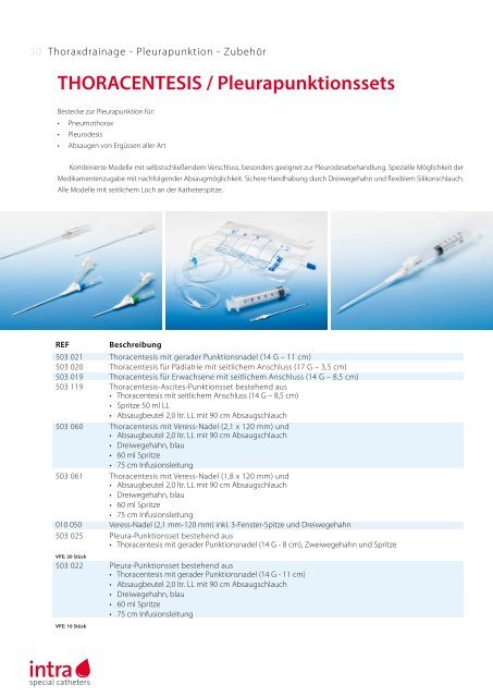 Thoraxdrainage - Pleurapunktion - ZubehÃ¶r - Intra Special Catheters ...