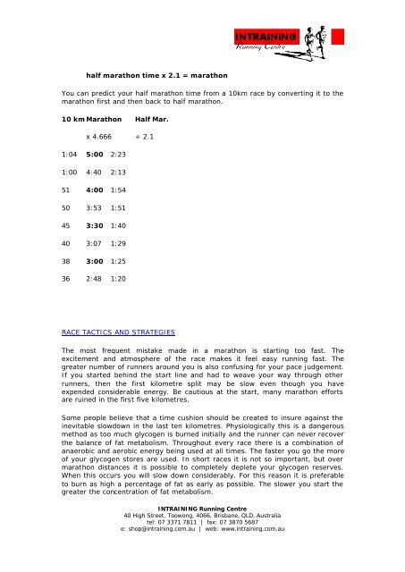 Part 4: 'RACING the Marathon' By Steve Manning Now ... - Intraining