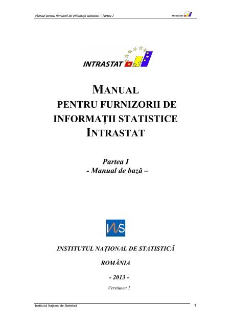 Manual pentru furnizorii de informatii statistice - Intrastat