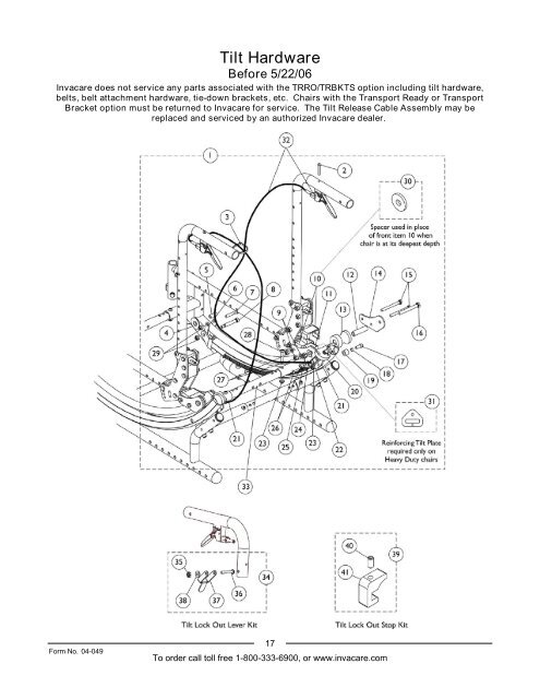 Footplate and Pivot Tube Assemblies - Invacare