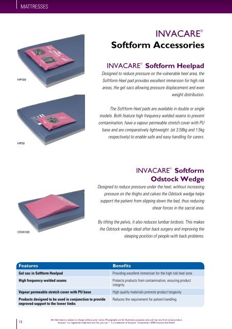 PRESSURE CARE MATTRESSES - Invacare