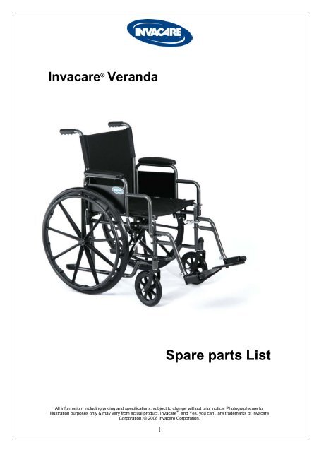 Spare parts List - Invacare