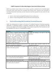 Questions and answers summary table - Invenergy LLC