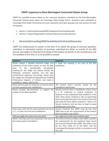 Questions and answers summary table - Invenergy LLC