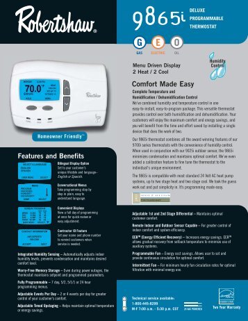 Comfort Made Easy - Robertshaw Thermostats