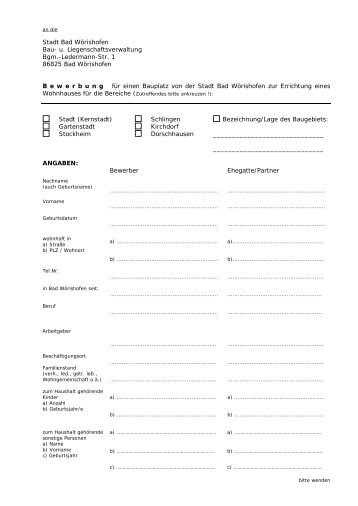 Bewerbung auf einen Bauplatz (PDF - 9,2 KB) - Wirtschaftsstandort ...