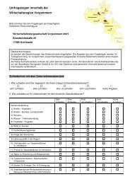 Umfragebogen innerhalb der Wirtschaftsregion Vorpommern