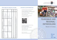 TOURISMUS UND REGIONAL- ENTWICKLUNG