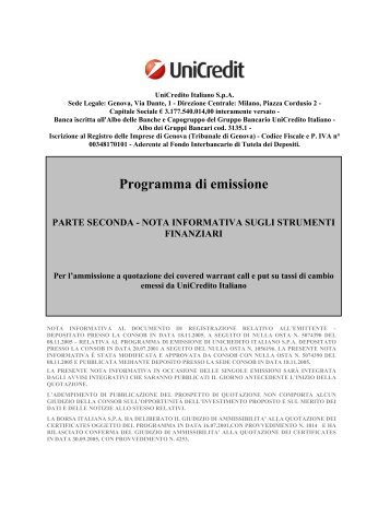 Programma di emissione - Tradinglab - UniCredit