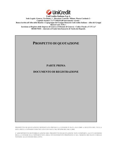 Documento di Registrazione dell'Emittente UniCredit - Tradinglab ...