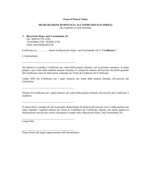 Lettera di rinuncia alla surroga