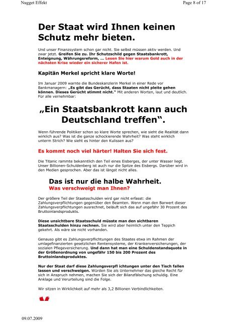 Staatsbankrott Deutschland geht 2009 unter