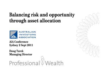 Balancing risk and opportunity through asset allocation - Australian ...