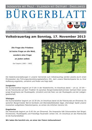 Volkstrauertag am Sonntag, 17. November 2013 - Inzigkofen