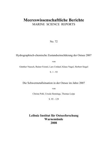 Hydrographisch-chemische ZustandseinschÃ¤tzung der Ostsee ... - IOW