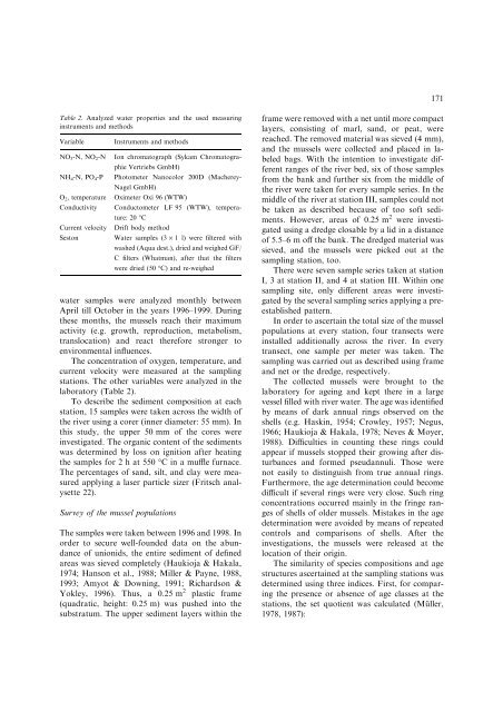 Population size and structure of three mussel species (Bivalvia ...