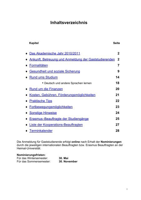 Terminkalender fÃ¼r internationale Studierende - International Office ...