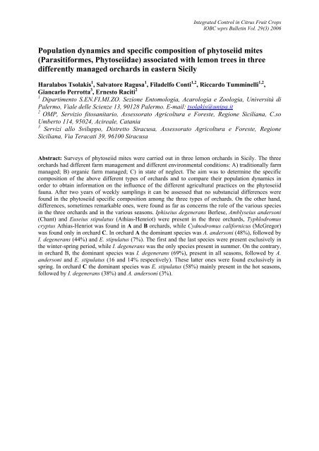 Integrated Control in Citrus Fruit Crops - IOBC-WPRS