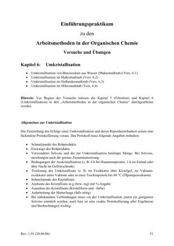 Arbeitsmethoden in der Organischen Chemie