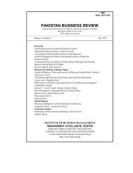 PAKISTAN BUSINESS REVIEW - Institute of Business Management