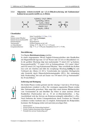 3.3.4: Dihydroxylierung: Allgemeine Vorschrift